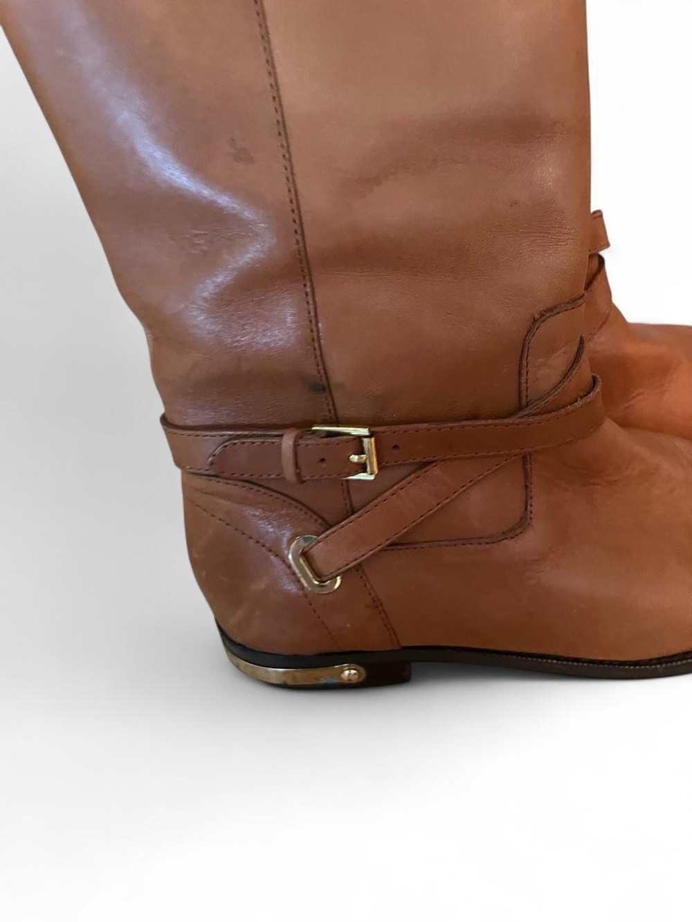 Ralph Lauren Cognac Leather Over-the-Knee Riding Boots - Picture 7 of 8